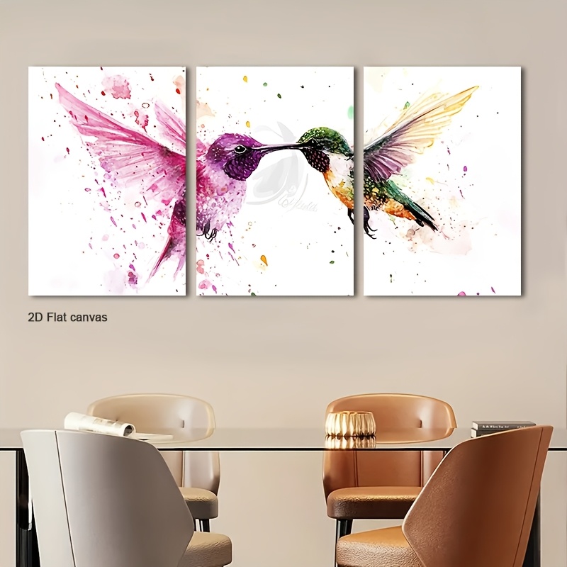 Canvas Wrap Ready - Bezramowe płótno 3-częściowe z akwarelowym motywem